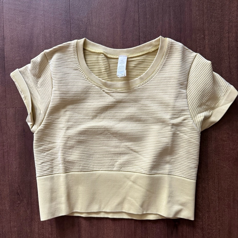 Aerie Yellow Cropped Ribbed T-Shirt